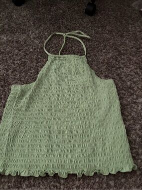 Old Navy Light Green Smocked Halter Tank